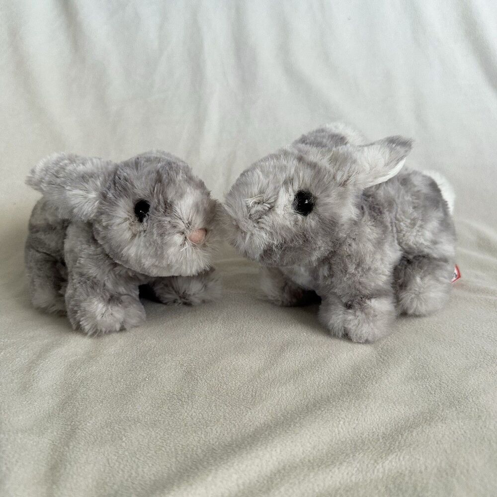 Douglas Cuddle Toys Lot Of 2 Grey Tyler Bunny Rabbit 7” Soft Plush Toy Easter